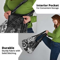 Polynesia Grocery Bag Black Tribal Turtle Floral Pattern