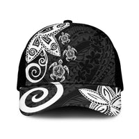 Polynesia Mesh Trucker Cap Black Tribal Turtle Floral Pattern LT05 One Size Black Black - Polynesian Pride