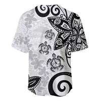 Polynesia Baseball Jersey White Tribal Turtle Floral Pattern LT05 - Polynesian Pride