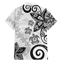 Polynesia Family Matching Short Sleeve Bodycon Dress and Hawaiian Shirt White Tribal Turtle Floral Pattern LT05 - Polynesian Pride