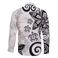 Polynesia Family Matching Short Sleeve Bodycon Dress and Hawaiian Shirt White Tribal Turtle Floral Pattern LT05 - Polynesian Pride