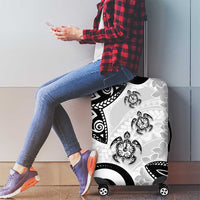Polynesia Luggage Cover White Tribal Turtle Floral Pattern