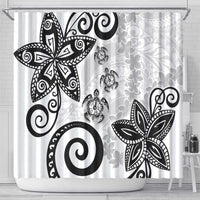 Polynesia Shower Curtain White Tribal Turtle Floral Pattern