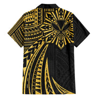Hawaii And Philippines Family Matching Puletasi and Hawaiian Shirt Kanaka Maoli With Tribal Sun Together Gold LT05 - Polynesian Pride