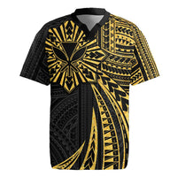 Hawaii And Philippines Rugby Jersey Kanaka Maoli With Tribal Sun Together Gold LT05 Gold - Polynesian Pride