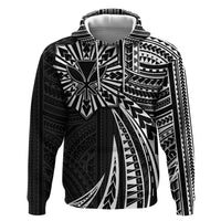 Hawaii And Philippines Zip Hoodie Kanaka Maoli With Tribal Sun Together Black LT05 Pullover Hoodie Black - Polynesian Pride