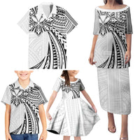 Hawaii And Philippines Family Matching Puletasi and Hawaiian Shirt Kanaka Maoli With Tribal Sun Together White LT05 - Polynesian Pride
