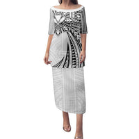 Hawaii And Philippines Family Matching Puletasi and Hawaiian Shirt Kanaka Maoli With Tribal Sun Together White LT05 Mom's Dress White - Polynesian Pride