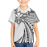 Hawaii And Philippines Family Matching Puletasi and Hawaiian Shirt Kanaka Maoli With Tribal Sun Together White LT05 Son's Shirt White - Polynesian Pride
