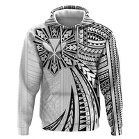 Hawaii And Philippines Zip Hoodie Kanaka Maoli With Tribal Sun Together White LT05 Pullover Hoodie White - Polynesian Pride