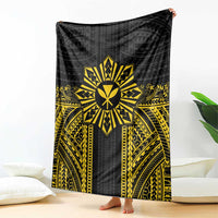 Hawaii And Philippines Together Blanket Polynesian Pattern With Filipino Barong Gold