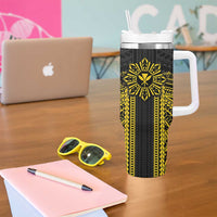 Hawaii And Philippines Together Tumbler With Handle Polynesian Pattern With Filipino Barong Gold