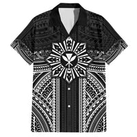 Hawaii And Philippines Together Family Matching Short Sleeve Bodycon Dress and Hawaiian Shirt Polynesian Pattern With Filipino Barong Black