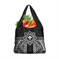 Hawaii And Philippines Together Grocery Bag Polynesian Pattern With Filipino Barong Black