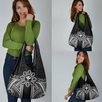 Hawaii And Philippines Together Grocery Bag Polynesian Pattern With Filipino Barong Black