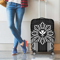 Hawaii And Philippines Together Luggage Cover Polynesian Pattern With Filipino Barong Black