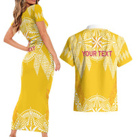 Personalised Anastasis College Couples Matching Short Sleeve Bodycon Dress and Hawaiian Shirt Tonga Ngatu Pattern - Polynesian Pride