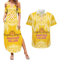 Personalised Anastasis College Couples Matching Summer Maxi Dress and Hawaiian Shirt Tonga Ngatu Pattern - Polynesian Pride