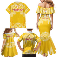Personalised Anastasis College Family Matching Mermaid Dress and Hawaiian Shirt Tonga Ngatu Pattern - Polynesian Pride