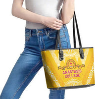 Anastasis College Leather Tote Bag Tonga Ngatu Pattern LT05 - Polynesian Pride