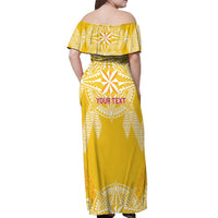 Personalised Anastasis College Off Shoulder Maxi Dress Tonga Ngatu Pattern LT05 - Polynesian Pride