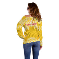 Personalised Anastasis College Off Shoulder Sweater Tonga Ngatu Pattern LT05 - Polynesian Pride