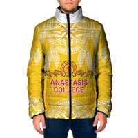 Personalised Anastasis College Padded Jacket Tonga Ngatu Pattern LT05 Men Yellow - Polynesian Pride