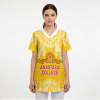 Personalised Anastasis College Scrub Top Tonga Ngatu Pattern - Polynesian Pride