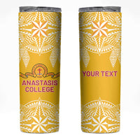 Personalised Anastasis College Skinny Tumbler Tonga Ngatu Pattern LT05 Yellow - Polynesian Pride