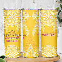 Personalised Anastasis College Skinny Tumbler Tonga Ngatu Pattern LT05 - Polynesian Pride