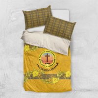 Tonga Anastasis College Bedding Set Tongan Ngatu Kupesi Pattern LT05 US Twin 172cm x 218cm Yellow - Polynesian Pride