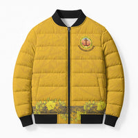 Tonga Anastasis College Bomber Puffer Jacket Tongan Ngatu Kupesi Pattern LT05 Unisex Yellow - Polynesian Pride