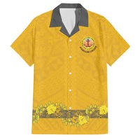 Tonga Anastasis College Family Matching Off The Shoulder Long Sleeve Dress and Hawaiian Shirt Tongan Ngatu Kupesi Pattern - Polynesian Pride