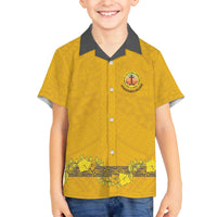 Tonga Anastasis College Family Matching Off The Shoulder Long Sleeve Dress and Hawaiian Shirt Tongan Ngatu Kupesi Pattern - Polynesian Pride