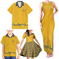 Tonga Anastasis College Family Matching Tank Maxi Dress and Hawaiian Shirt Tongan Ngatu Kupesi Pattern - Polynesian Pride