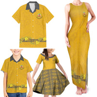Tonga Anastasis College Family Matching Tank Maxi Dress and Hawaiian Shirt Tongan Ngatu Kupesi Pattern - Polynesian Pride