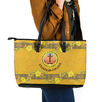 Tonga Anastasis College Leather Tote Bag Tongan Ngatu Kupesi Pattern LT05 - Polynesian Pride