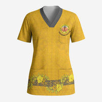 Tonga Anastasis College Scrub Top Tongan Ngatu Kupesi Pattern - Polynesian Pride