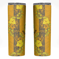 Tonga Anastasis College Skinny Tumbler Tongan Ngatu Kupesi Pattern LT05 Yellow - Polynesian Pride