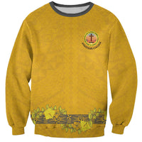 Tonga Anastasis College Sweatshirt Tongan Ngatu Kupesi Pattern LT05 Unisex Yellow - Polynesian Pride