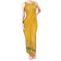 Tonga Anastasis College Tank Maxi Dress Tongan Ngatu Kupesi Pattern LT05 Women Yellow - Polynesian Pride