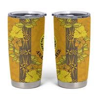 Tonga Anastasis College Tumbler Cup Tongan Ngatu Kupesi Pattern LT05 Yellow - Polynesian Pride