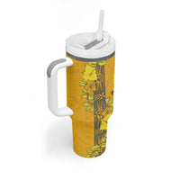 Tonga Anastasis College Tumbler With Handle Tongan Ngatu Kupesi Pattern LT05 - Polynesian Pride