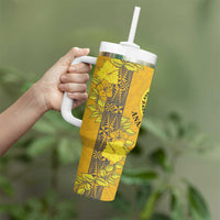 Tonga Anastasis College Tumbler With Handle Tongan Ngatu Kupesi Pattern LT05 - Polynesian Pride