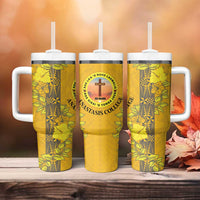 Tonga Anastasis College Tumbler With Handle Tongan Ngatu Kupesi Pattern LT05 - Polynesian Pride