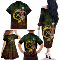 Personalised Vanuatu Custom Chiefs Day Family Matching Off Shoulder Long Sleeve Dress and Hawaiian Shirt Pig Tusk Simple Style LT05 - Polynesian Pride