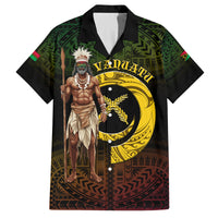 Personalised Vanuatu Custom Chiefs Day Family Matching Off Shoulder Short Dress and Hawaiian Shirt Pig Tusk Simple Style LT05 Dad's Shirt - Short Sleeve Black - Polynesian Pride