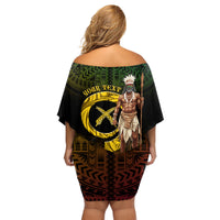 Personalised Vanuatu Custom Chiefs Day Family Matching Off Shoulder Short Dress and Hawaiian Shirt Pig Tusk Simple Style LT05 - Polynesian Pride