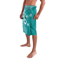 Cook Islands Lavalava Teal Hibiscus And Stars