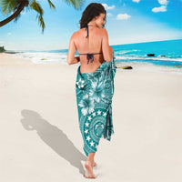 Cook Islands Sarong Teal Hibiscus And Stars